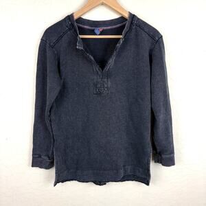 Pilcro Anthropologie Split Hem Notch Neck Pullover Gray Distressed Womens Sz XS